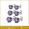 Acier inoxydable violet rond clous d’oreilles en forme de zircon cubique